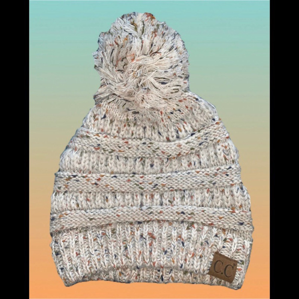Cream/multi colored beanie